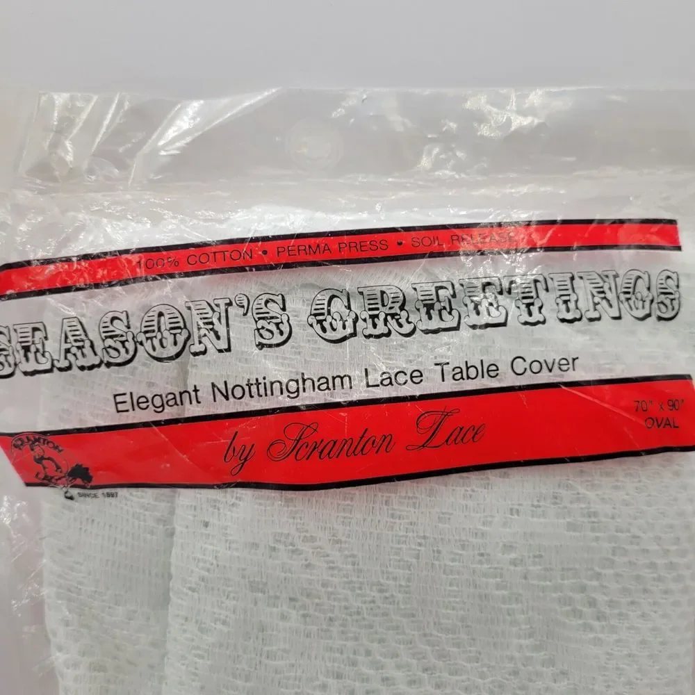 NEW Vtg Scranton Lace Co Nottingham Oval Banquet Tablecloth 70